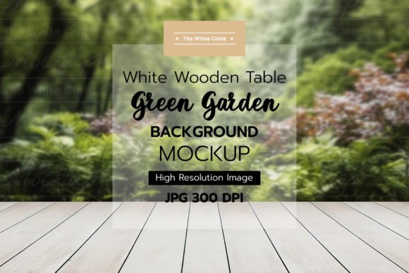 Download Wood Table with Garden Background Mockup - Premium Bundle