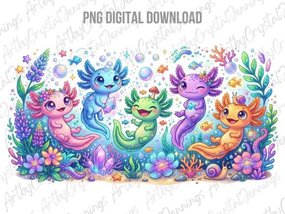 Download Cute Axolotl Underwater Scene PNG - Scene Collection