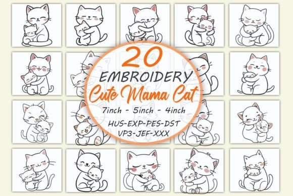 Download Cute Mama Cat Embroidery Bundle - Mama Collection