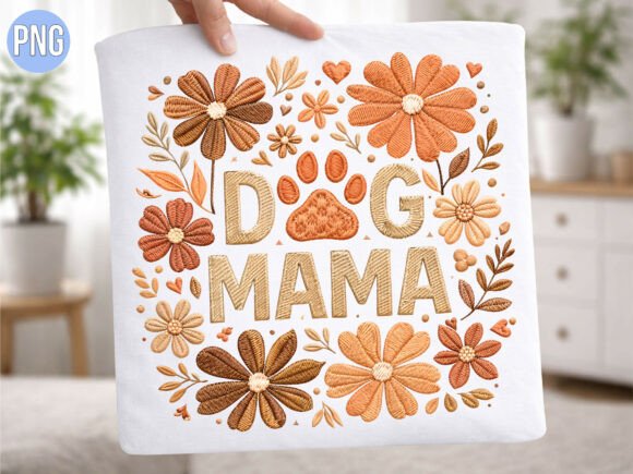Download Dog Mama Floral Faux Embroidery PNG - Mama Collection