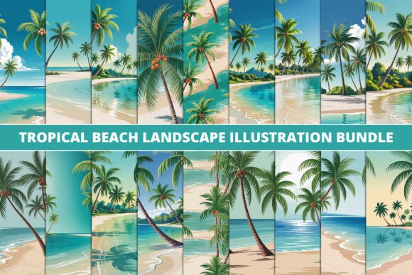 Download Tropical Beach Scene Clipart Set - Scene Collection