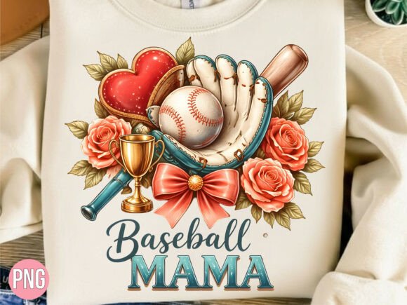 Download Baseball Mama Floral Glove Heart PNG - Mama Collection