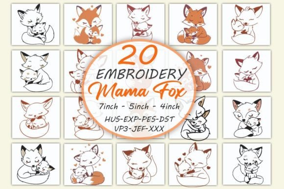 Download Cute Mama Fox Embroidery Bundle - Mama Collection