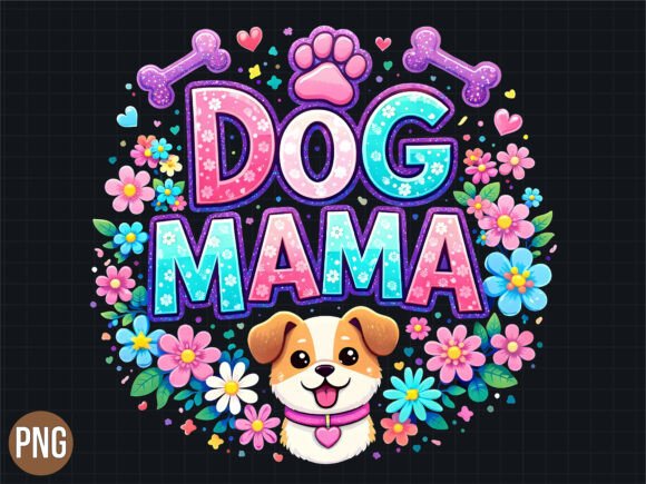 Download Dog Mama Floral Paw Print Puppy PNG - Mama Collection