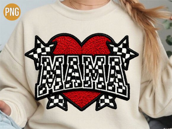 Download Mama Heart Checkered Embroidery PNG - Mama Collection
