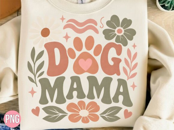 Download Retro Dog Mama Floral Paw PNG T-Shirt - Mama Collection
