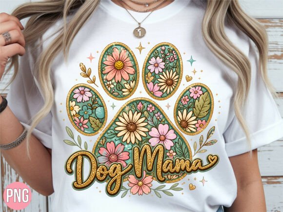 Download Dog Mama Floral Paw Glitter Sun PNG - Mama Collection