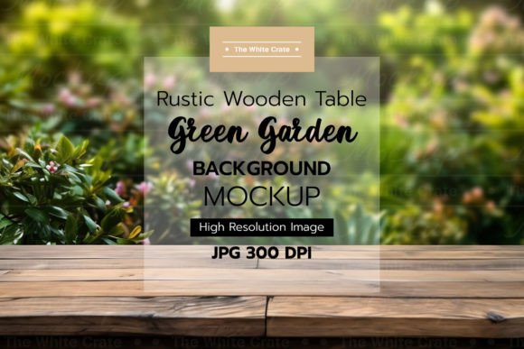 Download Wood Table with Garden Background Mockup - Premium Resources