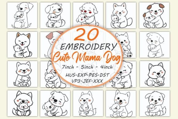 Download Cute Mama Dog Embroidery Bundle - Mama Collection