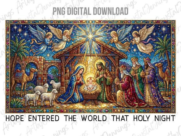 Download Nativity Stained Glass Scene PNG - Premium Resources
