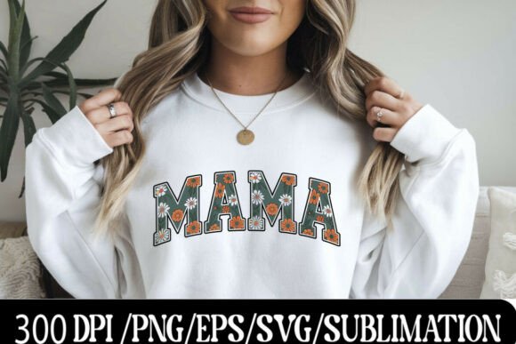 Download Trendy Retro MAMA Typography with Flower - Mama Collection