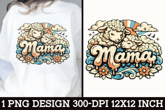 Download Sheep Mama Vintage T-Shirt Design - Mama Collection