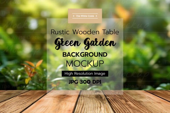 Download Wood Table with Garden Background Mockup - Premium Bundle