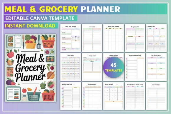Download Editable Meal &amp; Grocery Planner - Table Collection